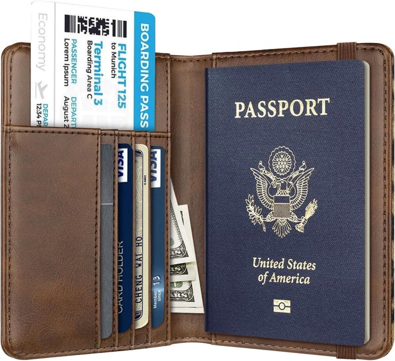 Coco Rossi Passport Holder Cover Travel RFID Blocking Passport Cover Rose Gold Cute Flowers Passport Wallet with Elastic Band for Women - Image 2